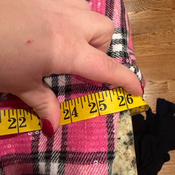 Belle by Kim Gravel Women's Jacket Sz XL Sequin Plaid Lumberjill Pink - Picture 5 of 5